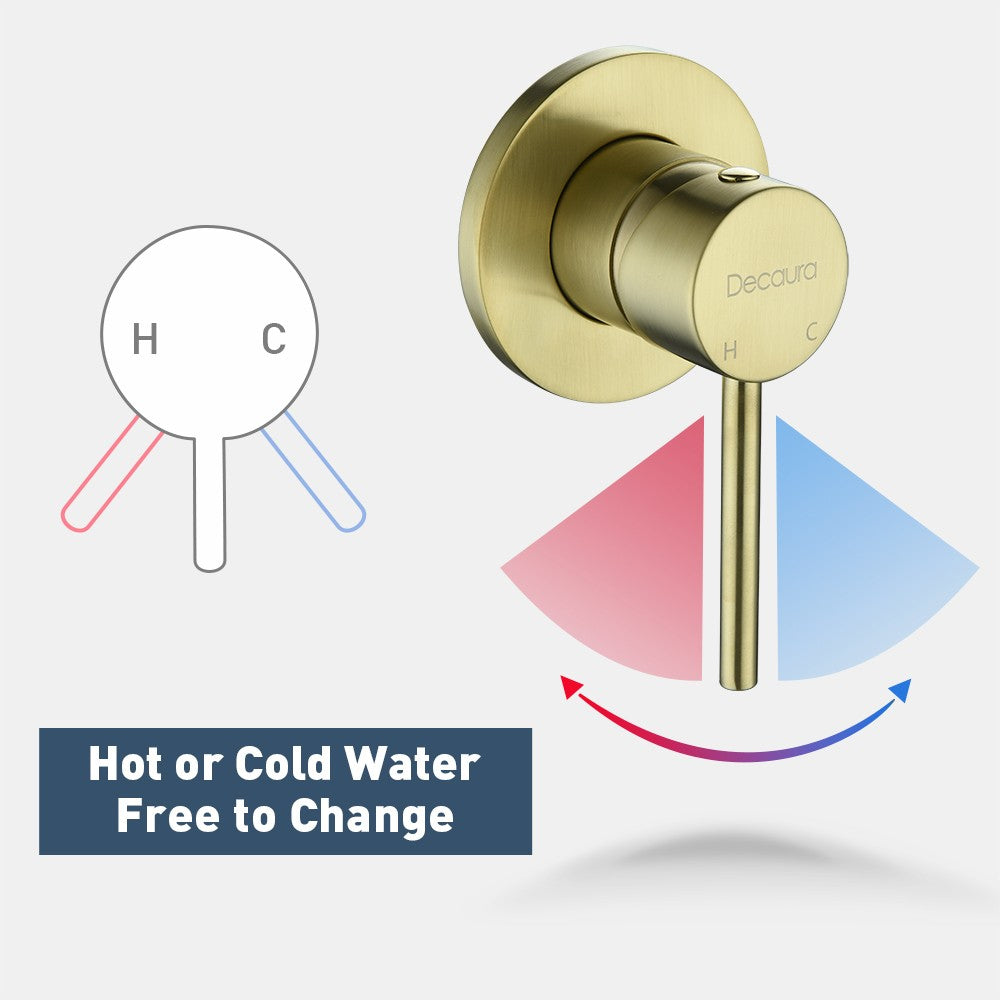 Decaura Bath Water Spout with Mixer Wall mount Brushed Gold Bathroom Brass Basin