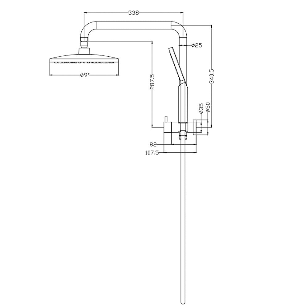 Decaura Shower Head Set 2 in 1 System Gooseneck Arm Wall Tapware Mixer Taps