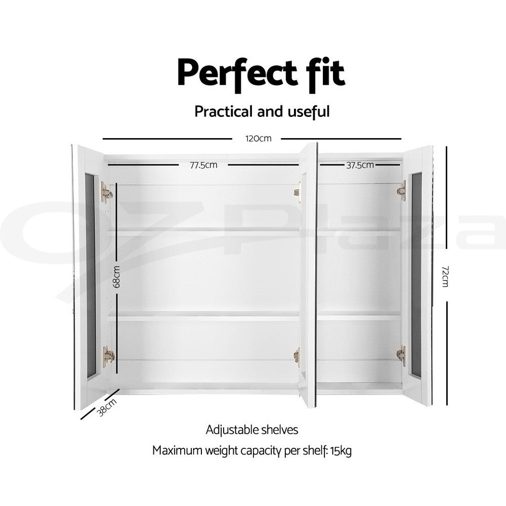 Cefito Bathroom Mirror Cabinet 1200x720mm Vanity Medicine Shaving Makeup White