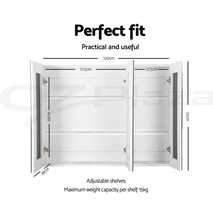 Cefito Bathroom Mirror Cabinet 1200x720mm Vanity Medicine Shaving Makeup White