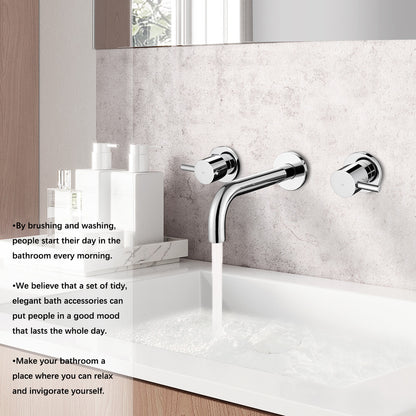 Decaura WELS Bath Basin Laundry Wall Water Spout Round Chrome 1/4 Turn Twin Taps