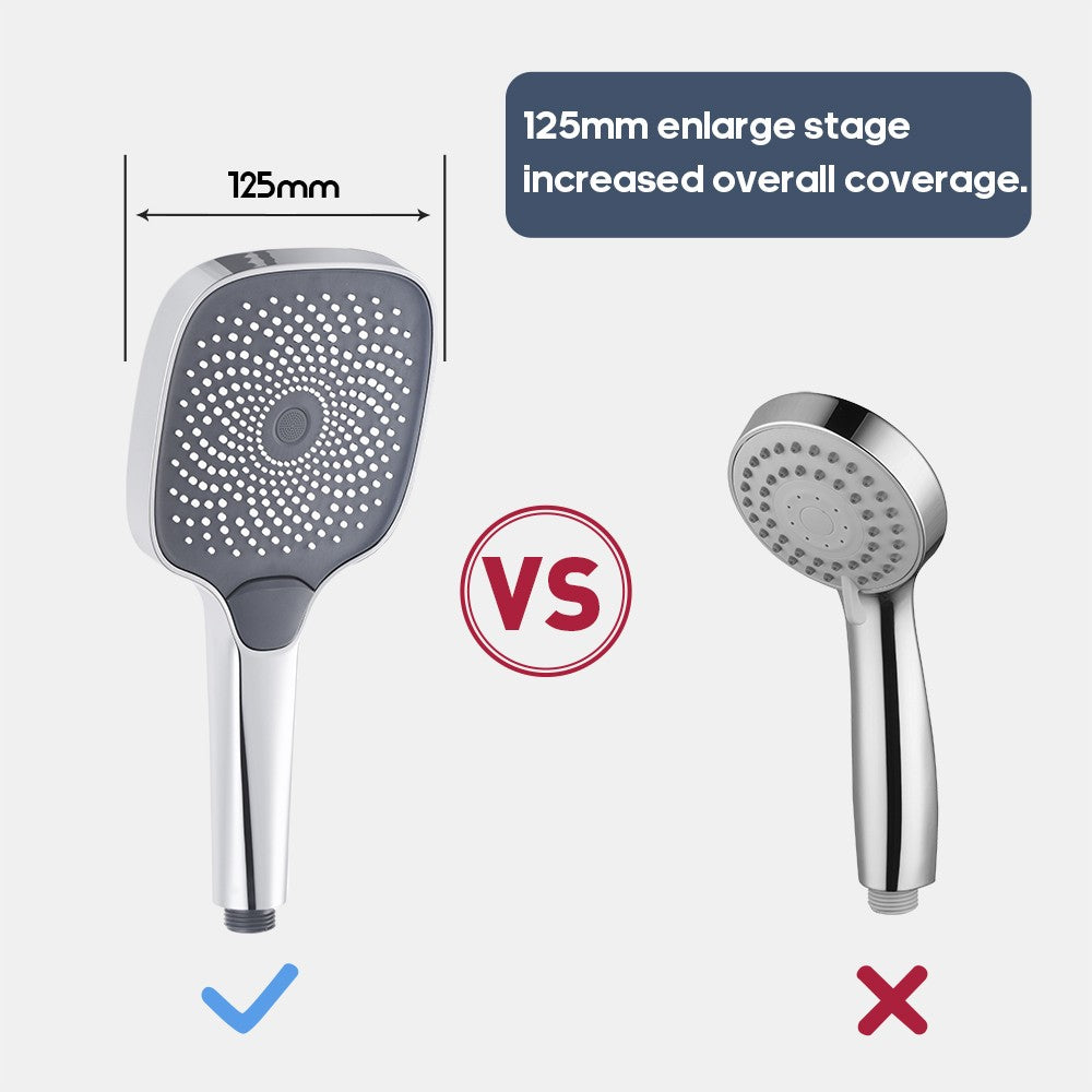 Decaura luxury Hand Held Shower Head 130mm Black/Chrome Bathroom 3 Mode Spray