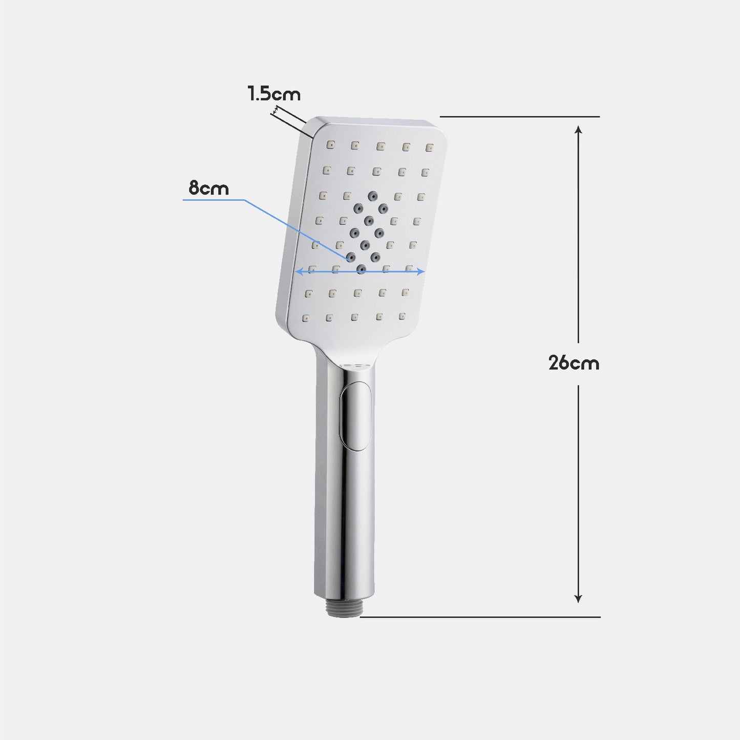 Decaura Square Hand Held Shower Head Set Chrome Handset Bathroom Wall Taps