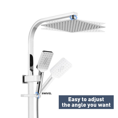 Square Shower System 250mm Rain Shower with Gooseneck Arm Wall Mounted Tapware