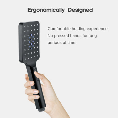 Decaura Square Hand Held Shower Head Set Black 3-Mode Spray Shower Handset