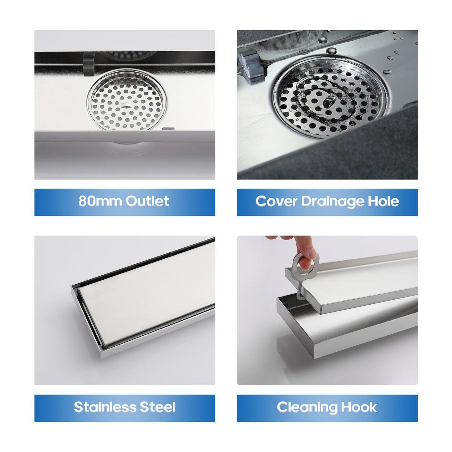 Decaura Tile Insert Shower Drain Grate Brushed Floor Waste 304 Stainless Steel