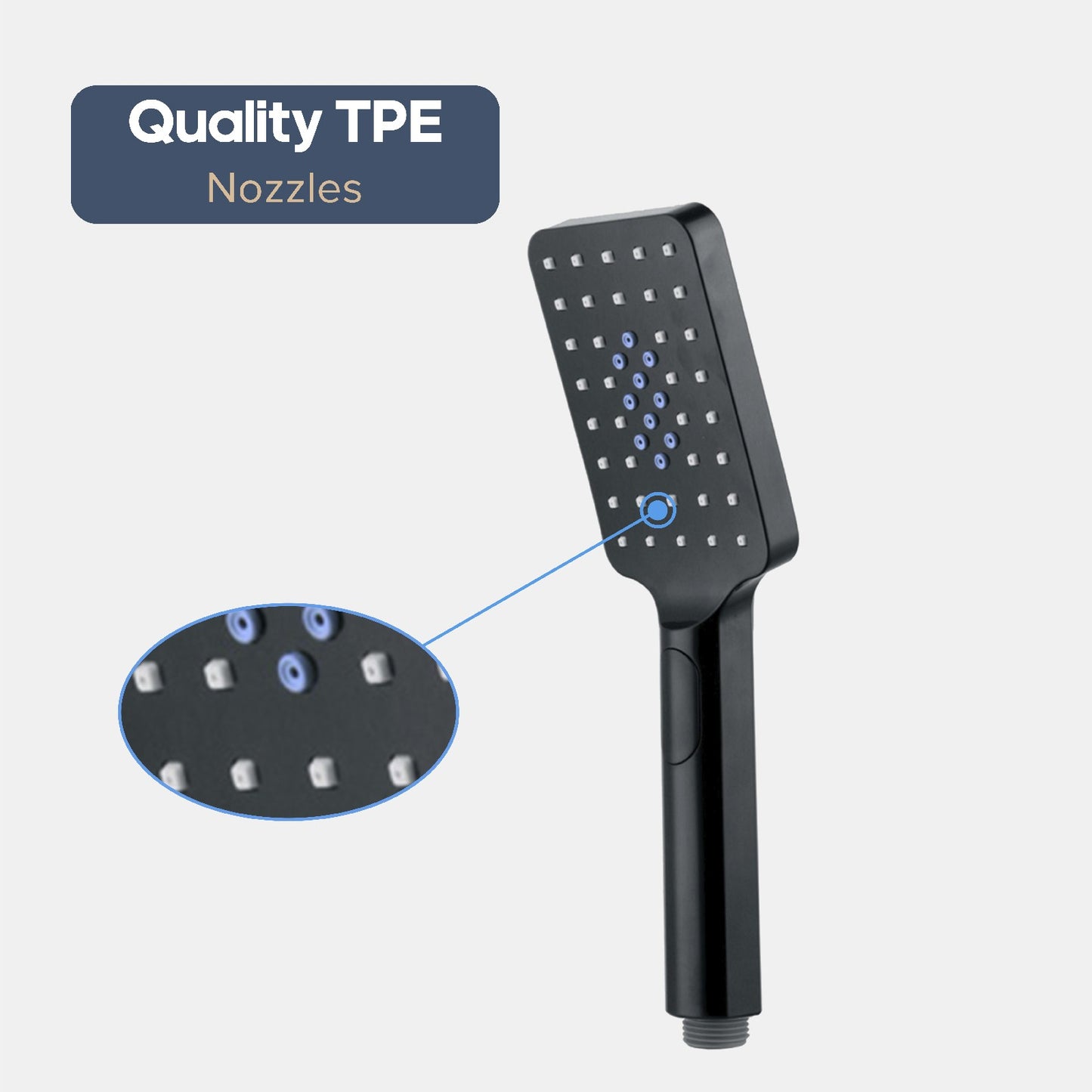 Decaura Square Hand Held Shower Head Set Black 3-Mode Spray Shower Handset
