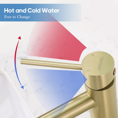 Decaura Bath Basin Mixer Tap Vanity Faucet Single Handle Tapware with Pop Waste