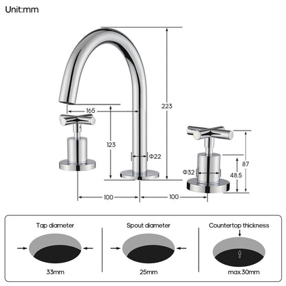 Decaura Basin Tap Set 1/4 Turn Swivel Spout Deck Mounted Gold/Black/Silver