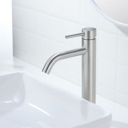 Decaura Bathroom Basin Mixer Tap Stainless Steel Long Gooseneck Brushed Nickel