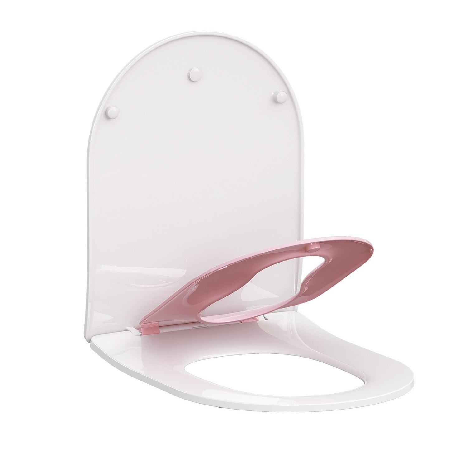 AQUATIZ Pink D-Shaped Family Toilet Seat with Built-in Potty Training Seat