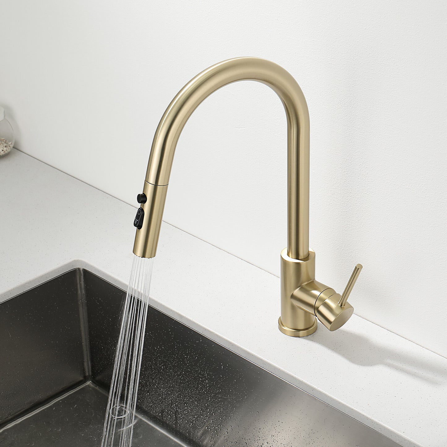 Decaura Kitchen Mixer Tap Pull Out Brushed Gold with Stainless Steel Spray Head