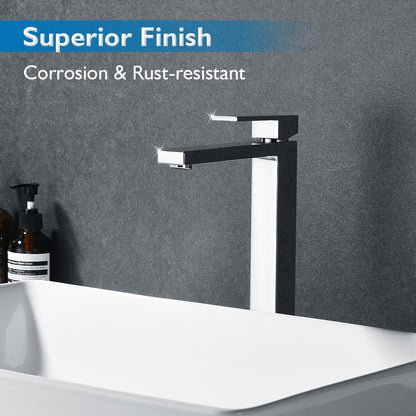 Decaura tall basin mixer tap brass square chrome bathroom high vanity faucet