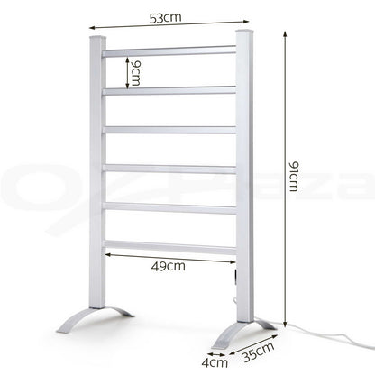 Devanti Electric Heated Towel Rail Rack Rails Freestanding Warm Aluminium Bar