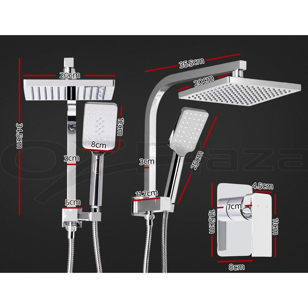 Cefito 8'' Rain Shower Head Set Handheld Square High Pressure w/ Mixer Chrome