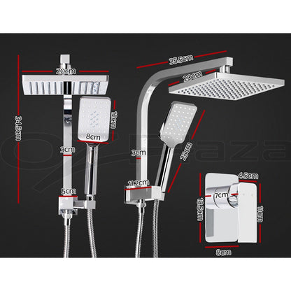 Cefito 8'' Rain Shower Head Set Handheld Square High Pressure w/ Mixer Chrome