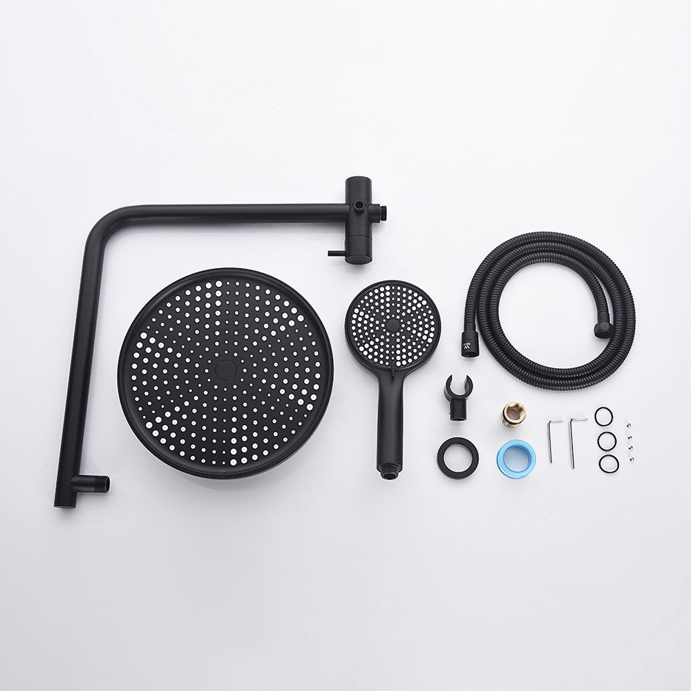 Decaura 10" Rain Shower Head Set Black Round Shower Mixer Tap Wall Tapware