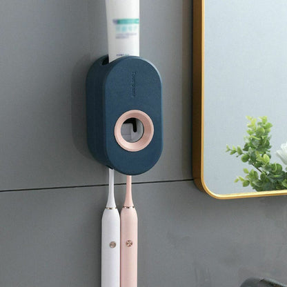 Toothbrush Holder Automatic Toothpaste Dispenser Bathroom Wall-mounted Rack NEW