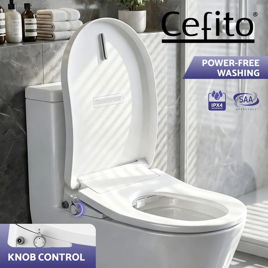 Cefito Electric Bidet Toilet Seat Washing Without Power Heated D-Shape Air Dryer