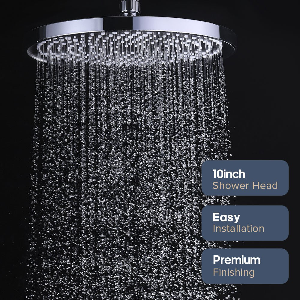 WELS Rain Shower Head 10" New Overhead Chrome Bathroom
