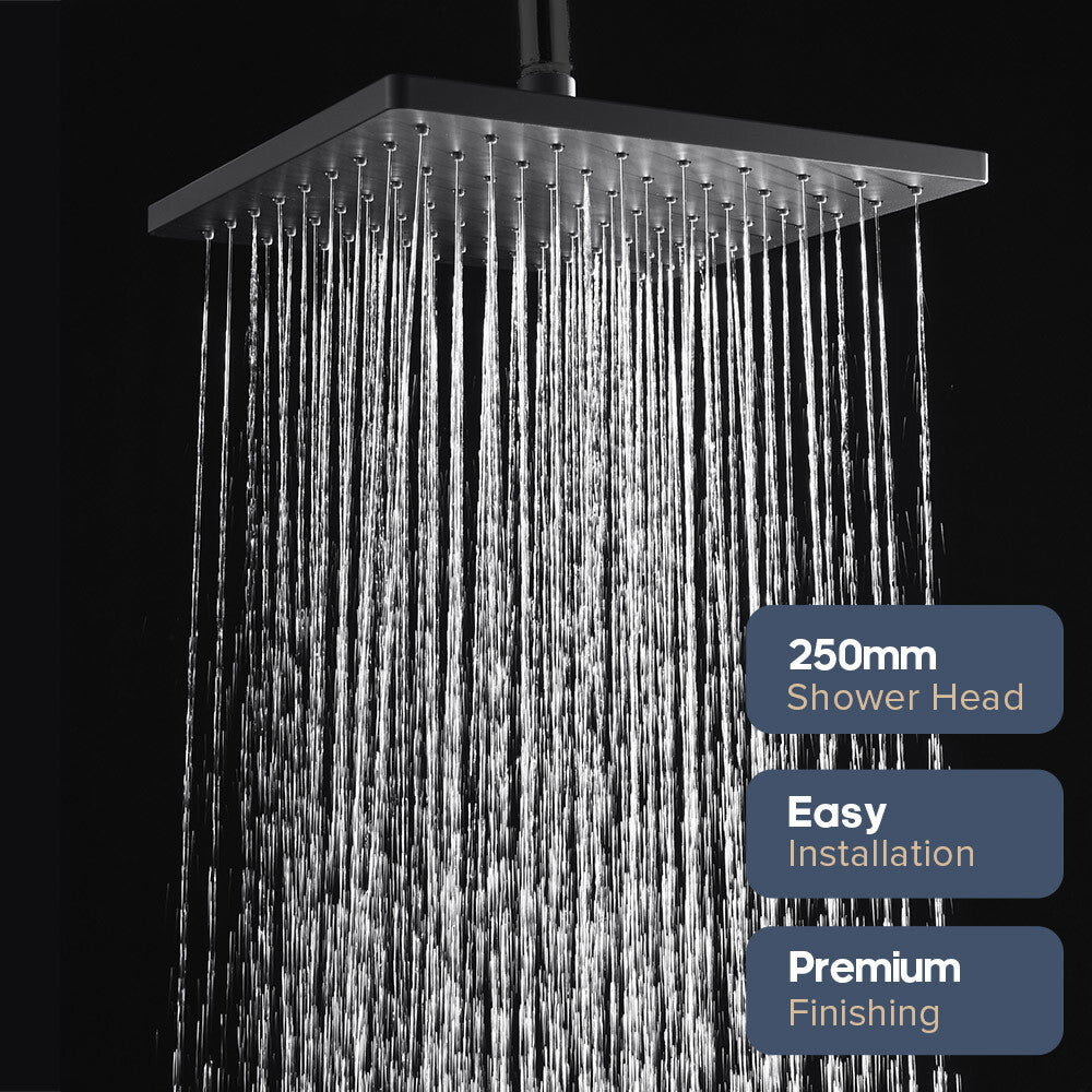 Decaura Rain Shower Head 8" 9" 10" 12" Round Square Chrome Black Gold Swivel