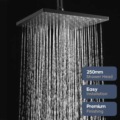 Decaura Rain Shower Head 8" 9" 10" 12" Round Square Chrome Black Gold Swivel