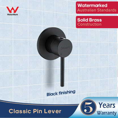 Decaura 9" Rain Shower Head Set Brass Gooseneck Shower Arm Shower Mixer Black
