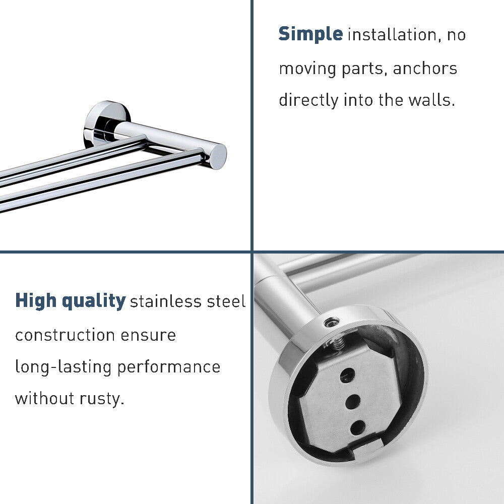 Wall Mounted Holder Set Towel Rack Batoroom Toilet Paper Holder Robe Hook Chrome