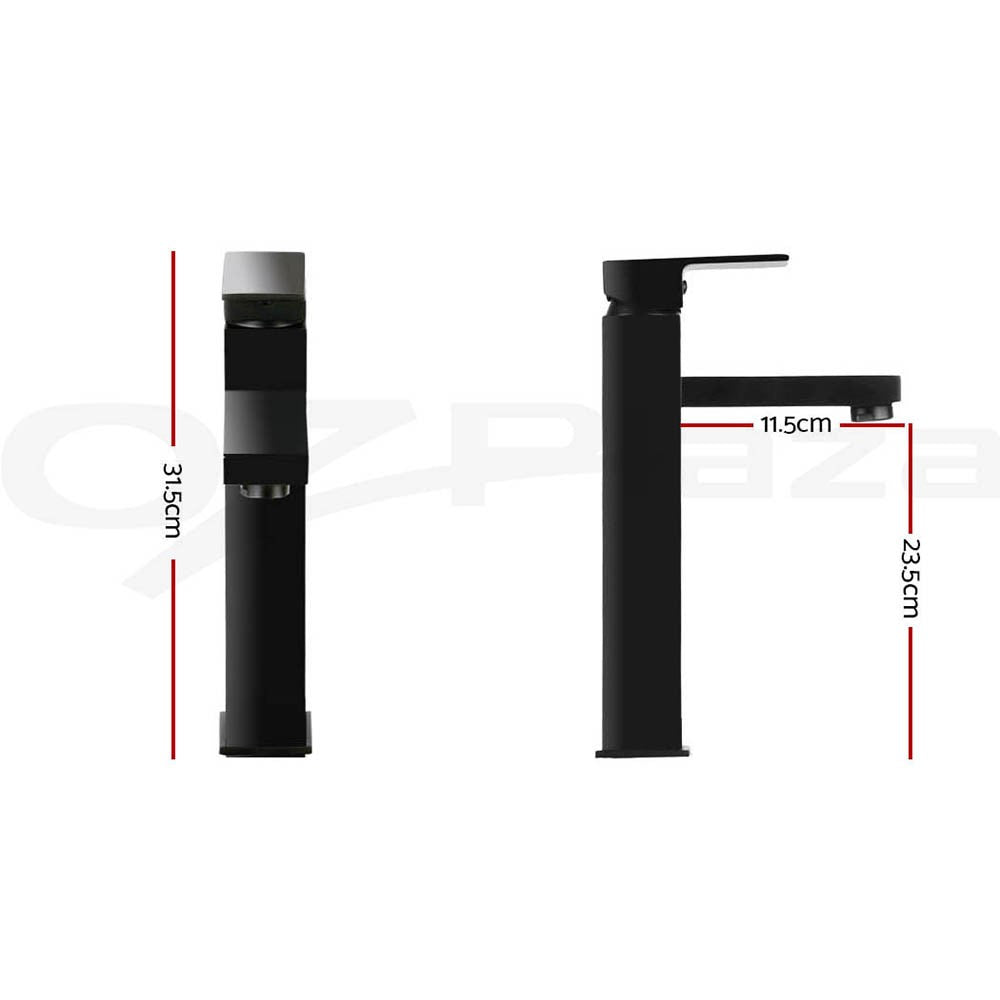 Cefito Bathroom Basin Mixer Tap Square Tall Faucet Vanity Laundry Sink Black