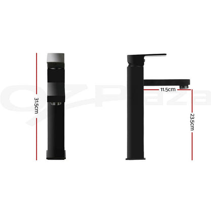 Cefito Bathroom Basin Mixer Tap Square Tall Faucet Vanity Laundry Sink Black