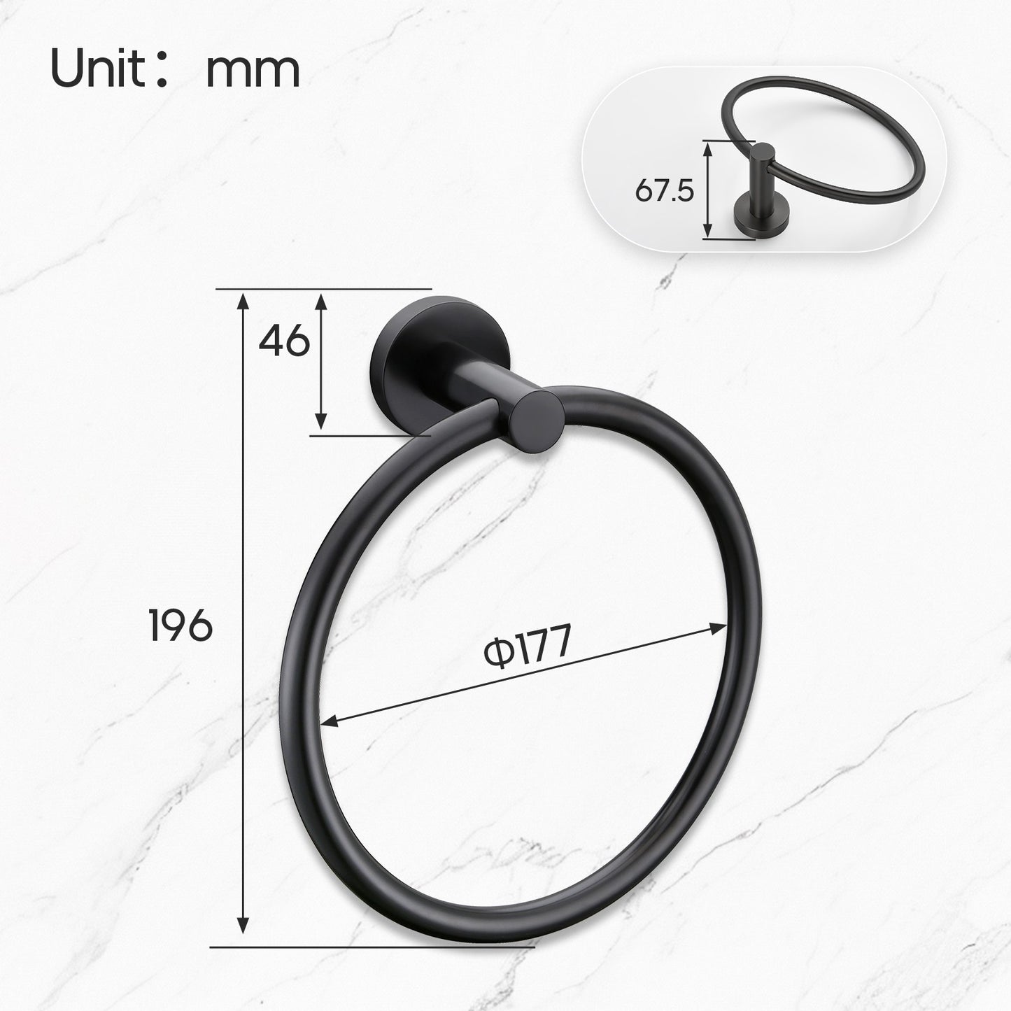 Decaura Bath Round SS304 Hand Towel Ring Rack Rail Holder Hanger Wall Mounted