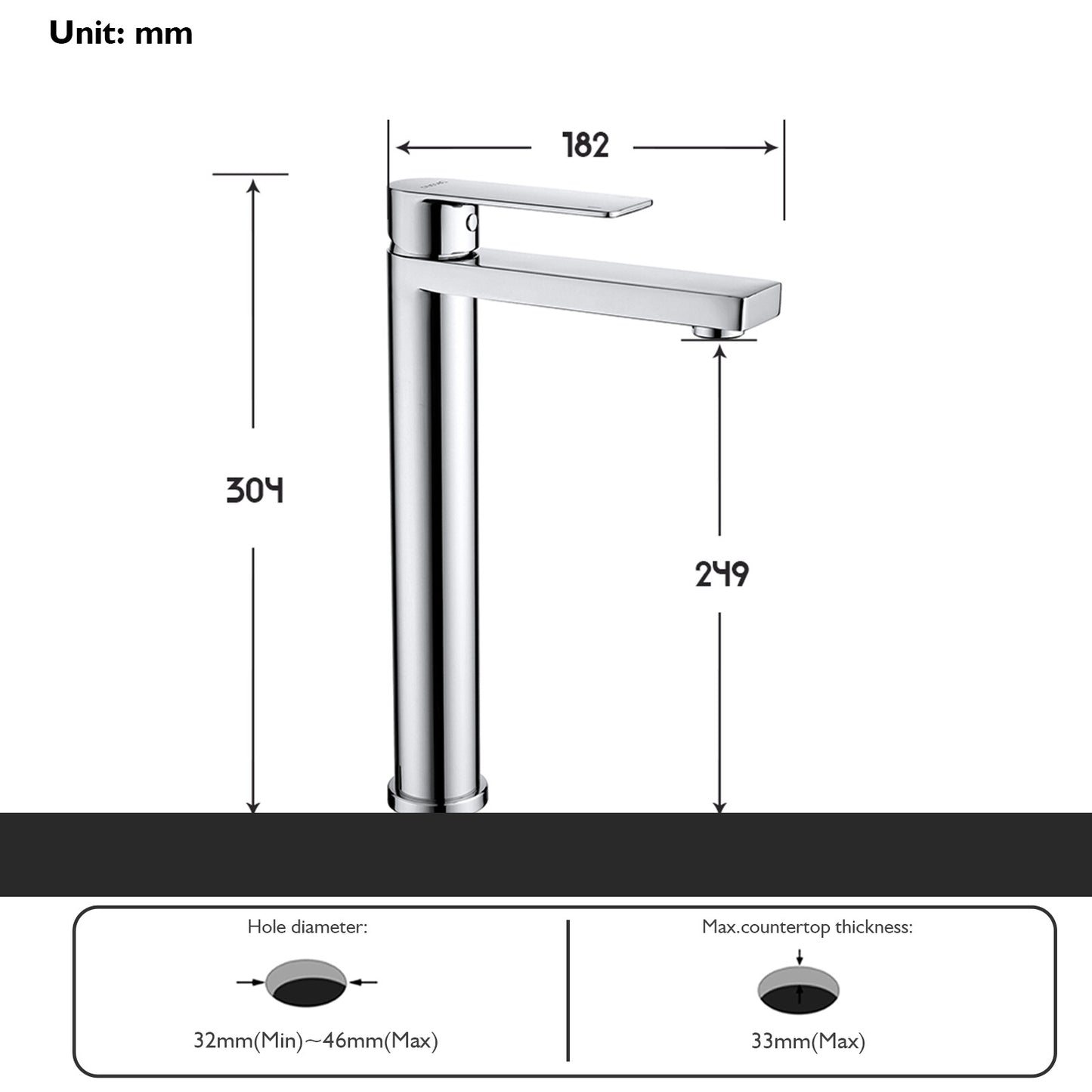 Decaura Bathroom Basin Sink Vanity Mixer Tap Black Chrome Brushed Gold
