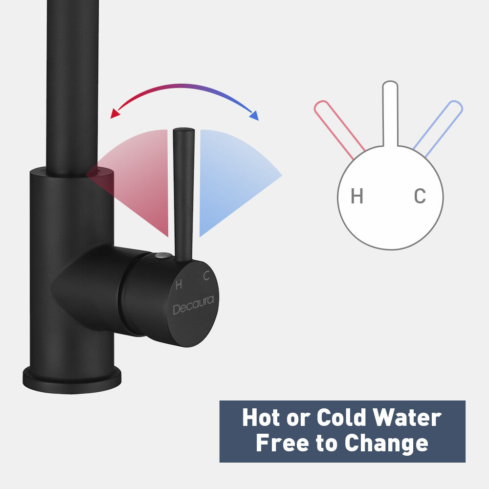 Decaura kitchen sink mixer tap pull out taps matte black brass faucet laundry