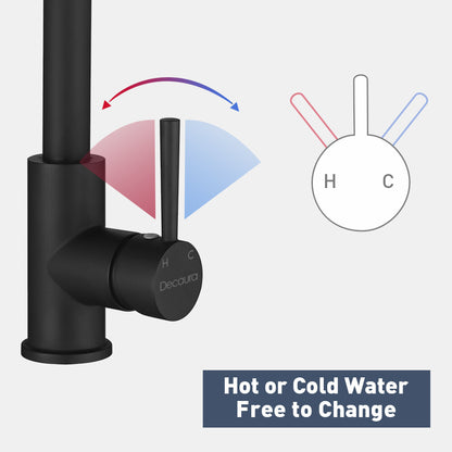 Decaura kitchen sink mixer tap pull out taps matte black brass faucet laundry