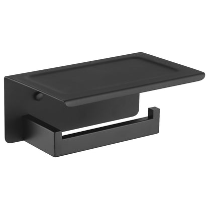 Decaura Toilet Paper Roll Holder With Shelf Black Bathroom Wall Mount Holder