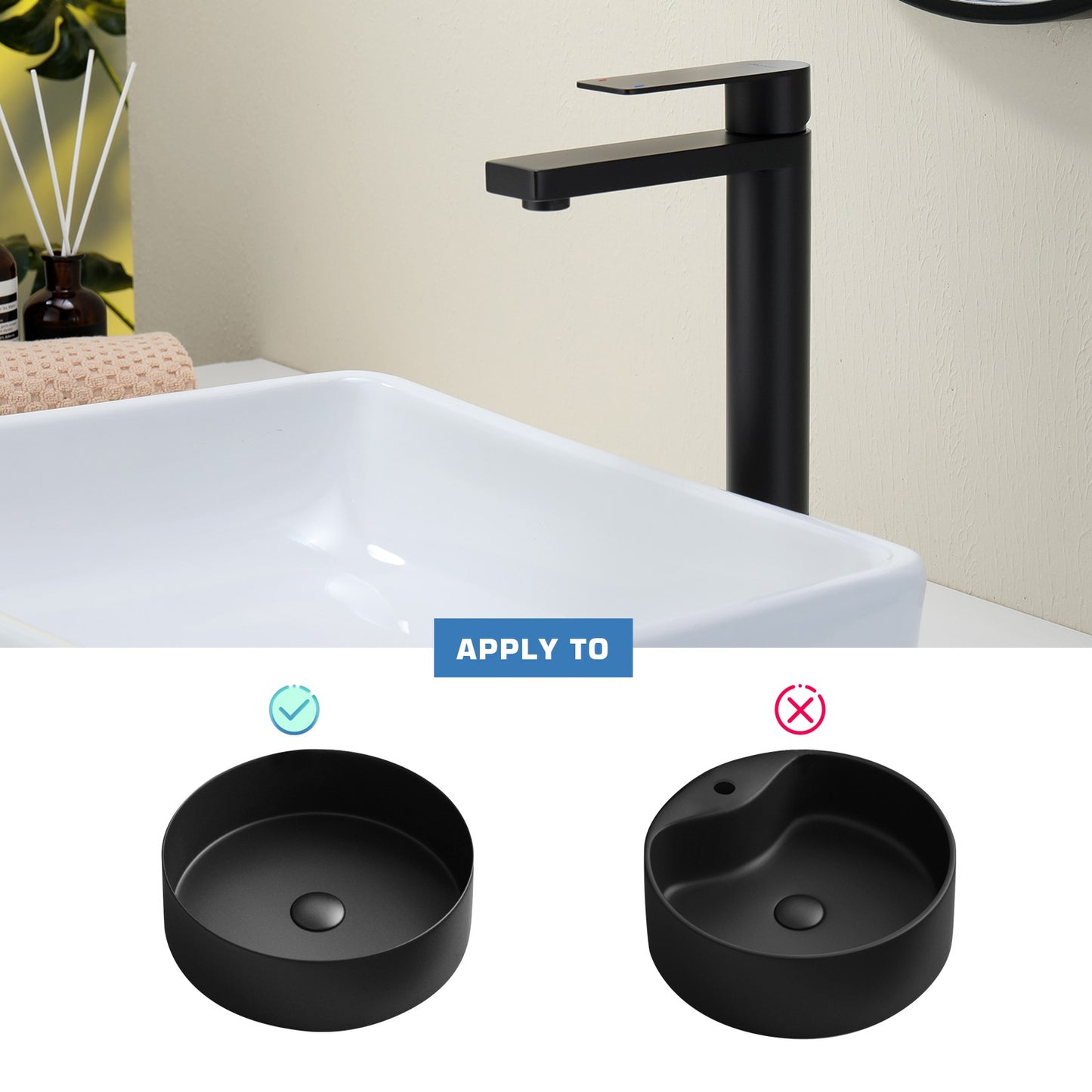 Decaura Tall Black Bathroom Tap Basin Mixer Taps Vanity Basin Taps