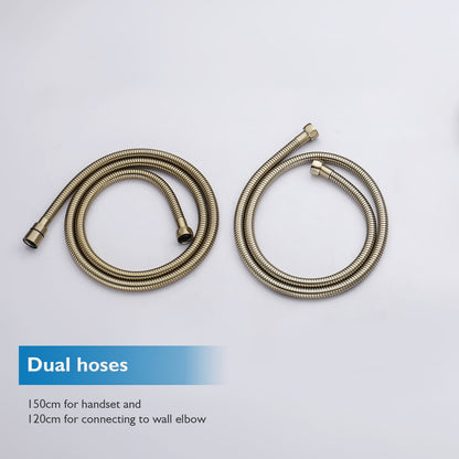 Decaura Shower Head Set Brushed Gold Round Rail Set Shower Mixer Tap Wall Mount