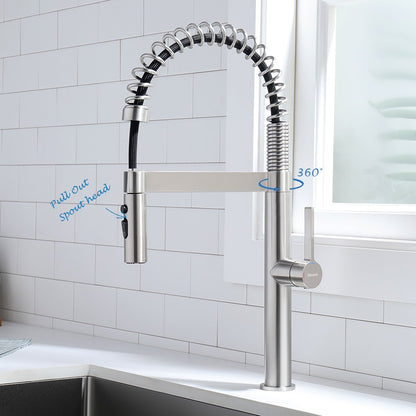 Decaura Spring Kitchen Tap Pull Out Stainless Steel Spray Head Brushed Nickel