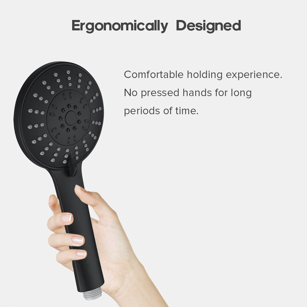Decaura 5-Mode Hand Held Shower Head High Pressure with 1.5m Shower Hose Black