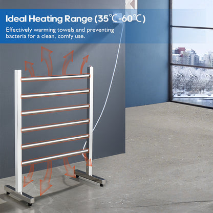 Decaura Heated Towel Rail Rack 304 Stainless Steel Freestanding/Wall Mounted