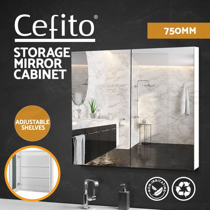 Cefito Bathroom Mirror Cabinet 750x720mm Vanity Medicine Shaving Makeup White