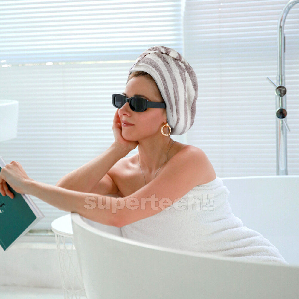 Fast Dry Microfibre Hair Towel Drying Turban Bath Head Wrap Hat Spa Cap AU