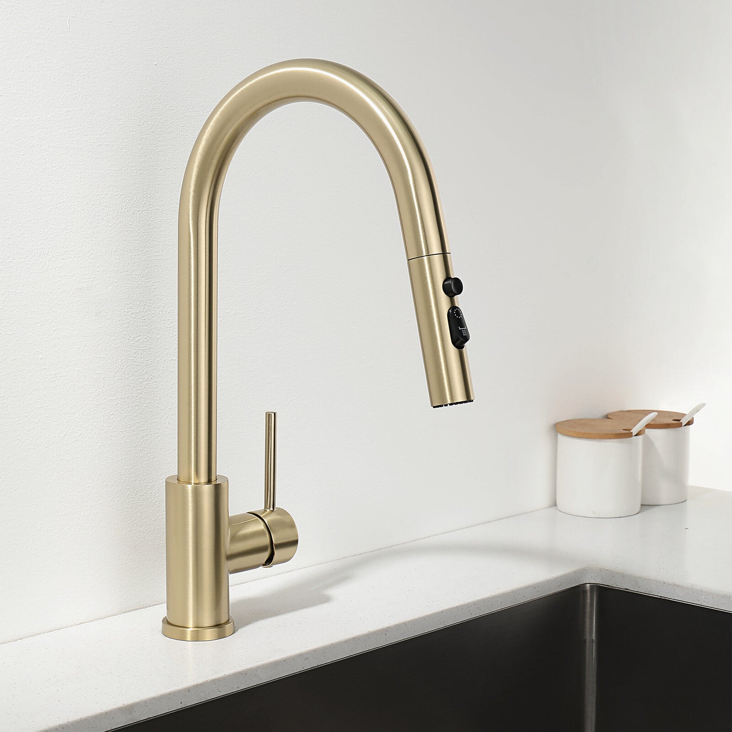 Decaura Kitchen Mixer Tap Pull Out Brushed Gold with Stainless Steel Spray Head