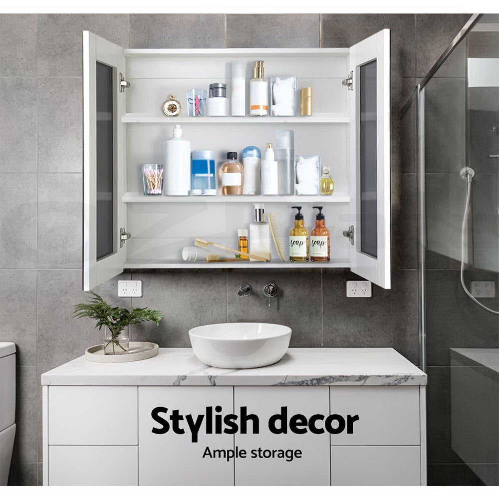 Cefito Bathroom Mirror Cabinet 750x720mm Vanity Medicine Shaving Makeup White