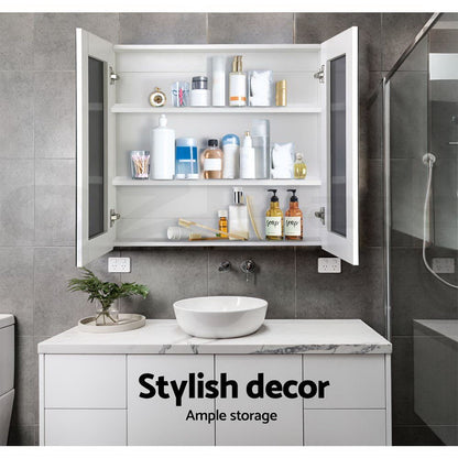 Cefito Bathroom Mirror Cabinet 750x720mm Vanity Medicine Shaving Makeup White