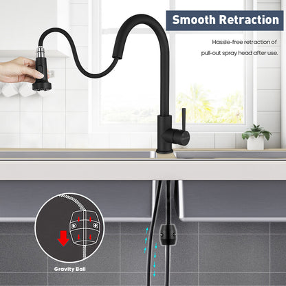 Decaura kitchen sink mixer tap pull out taps matte black brass faucet laundry