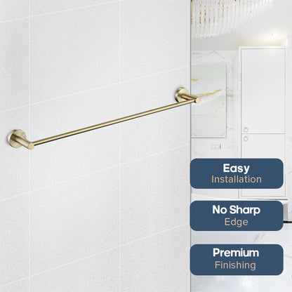 Brushed Gold Set Toilet Paper Holder Towel Rail Rack Shelf Robe Hooks Bathroom