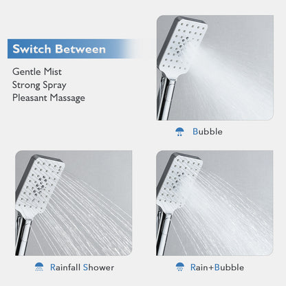 Decaura Shower Head Set 2-Hose Design Square 8" Rain Shower Wall Tapware Chrome