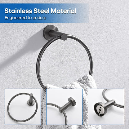 Decaura Bath Round SS304 Hand Towel Ring Rack Rail Holder Hanger Wall Mounted