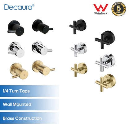 Decaura Brass Shower Taps 1/4 Turn Hot Cold Twin Mixer Tap Chrome/Black/Gold